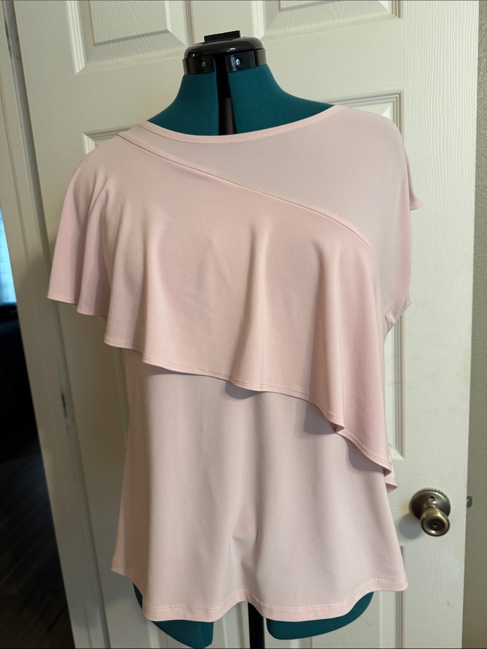Clara Sun Woo Light Pink Ruffle Short Sleeve Blouse
